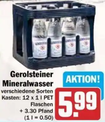 Hit Gerolsteiner Mineralwasser Kasten: 12 x 1L PET Angebot