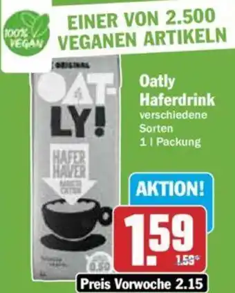 Hit Oatly Haferdrink 1 L Packung Angebot