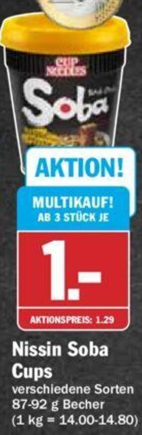 Hit Nissin Soba Cups 87-92 g Becher Angebot