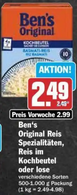 Hit Ben's Original Reis Spezialitäten, Reis im Kochbeutel oder lose 500-1000 g Packung Angebot