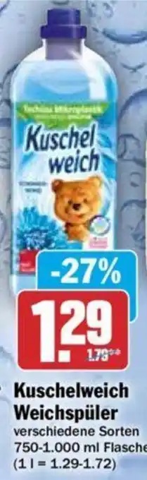 Hit Kuschelweich Weichspüler 750-1.000 ml Flasche Angebot