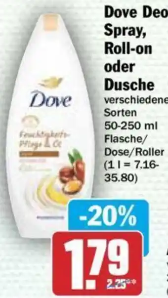 Hit Dove Deo Spray, Roll-on oder Dusche 50-250 ml Angebot