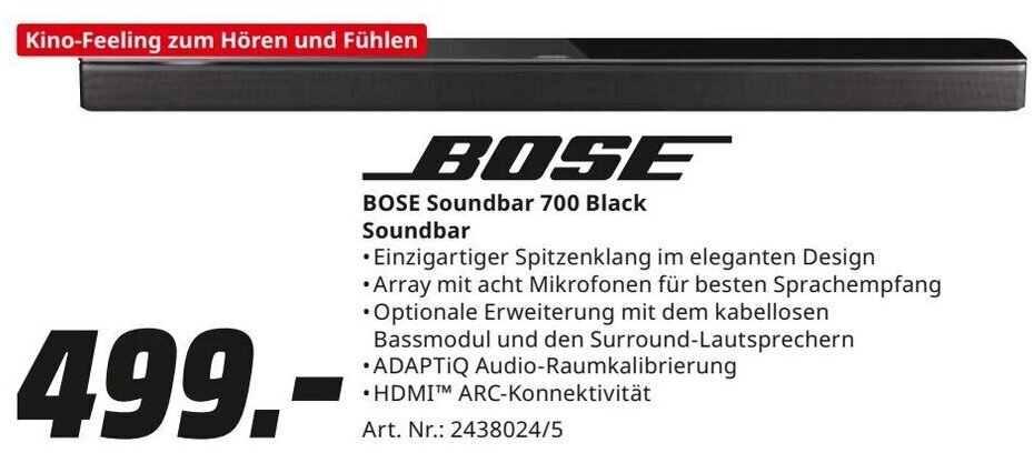 MediaMarkt BOSE Soundbar 700 Black Angebot