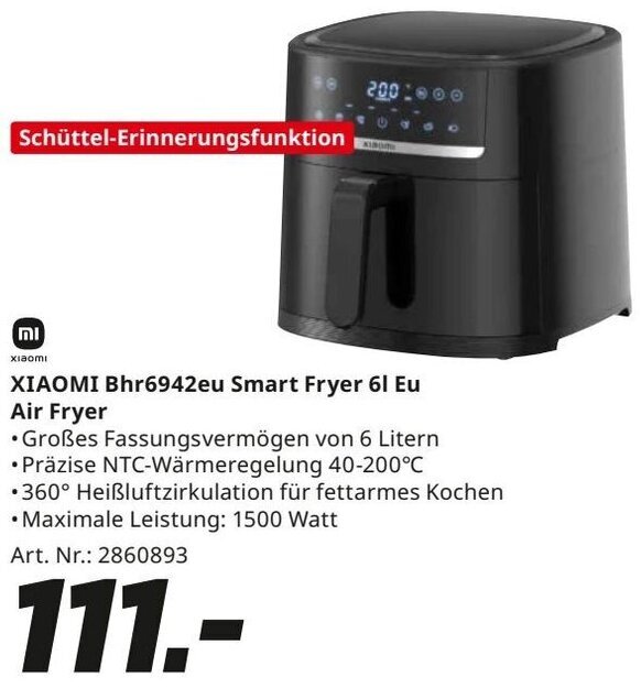 MediaMarkt XIAOMI Bhr6942eu Smart Fryer 61 Eu Air Fryer Angebot