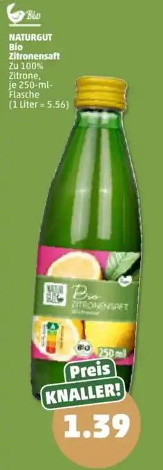 PENNY NATURGUT Bio Zitronensaft je 250-ml-Flasche Angebot