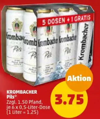 PENNY KROMBACHER Pils* je 6 x 0,5-Liter-Dose Angebot