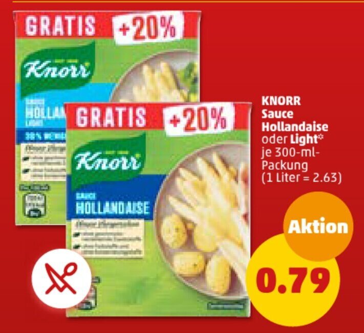 KNORR Sauce Hollandaise oder Light* je 300mlPackung Angebot bei PENNY