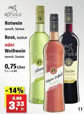 Thomas Philipps ROTWILD Rotwein ,Rosé, lieblich oder Weißwein 0,75 Liter Angebot