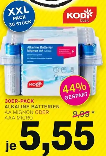 KODi 30ER-PACK ALKALINE BATTERIEN AA MIGNON ODER AAA MICRO Angebot