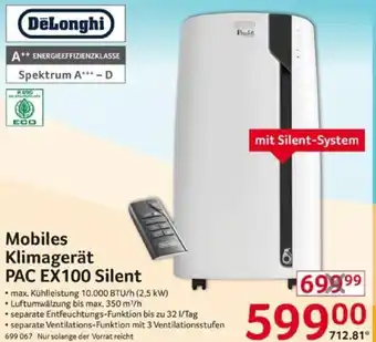 Selgros DeLonghi Mobiles Klimagerät PAC EX100 Silent Angebot