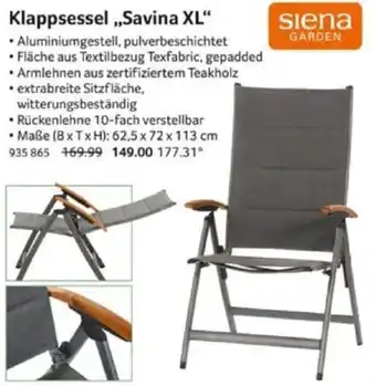 Selgros siena GARDEN Klappsessel ,,Savina XL" Angebot
