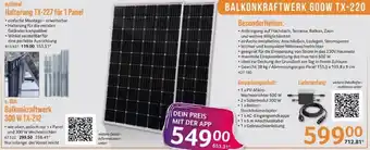 Selgros BALKONKRAFTWERK 600W TX-220 Angebot