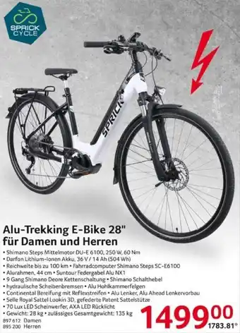 Selgros SPRICK CYCLE Alu-Trekking E-Bike 28" für Damen und Herren Angebot