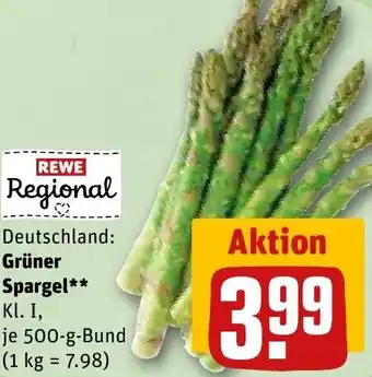 REWE Grüner Spargel 500 g Bund Angebot