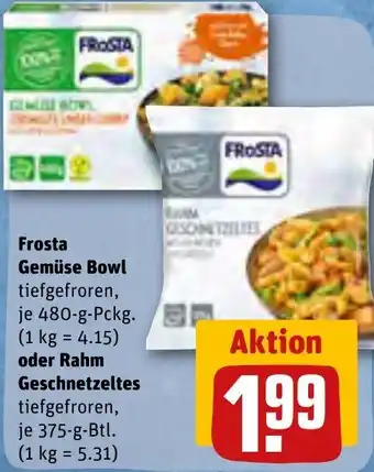 REWE Frosta Gemüse Bowl 480-g-Pckg.  oder Rahm Geschnetzeltes 375-g-Btl. Angebot