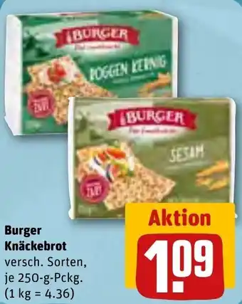 REWE Burger Knäckebrot 250 g Pckg. Angebot