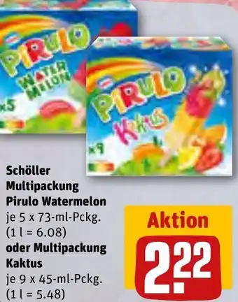 REWE Schöller Multipackung Pirulo Watermelon 5 x 73-ml oder Multipackung Kaktus 9 x 45-ml-Pckg. Angebot