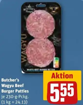 REWE Butcher's Wagyu Beef Burger Patties 230-g-Pckg. Angebot