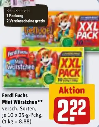 REWE Ferdi Fuchs Mini Würstchen 10 x 25-g-Pckg. Angebot