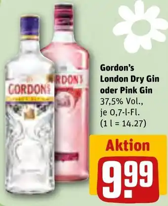 REWE Gordon's London Dry Gin oder Pink Gin 0,7-L-Fl. Angebot