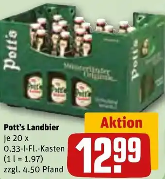 REWE Pott's Landbier 20 x 0,33-L-Fl.-Kasten Angebot