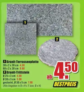 B1 Discount Baumarkt 1 Granit-Terrassenplatte 30 x 2 x 30 cm Angebot