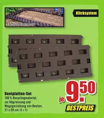 B1 Discount Baumarkt Beetplatten-Set 100% Recyclingmaterial, zur Abgrenzung und Wegegestaltung von Beeten, 21 x 50 cm (B x H) Angebot