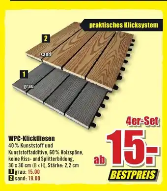 B1 Discount Baumarkt WPC-Klickfliesen 4er-Set Angebot