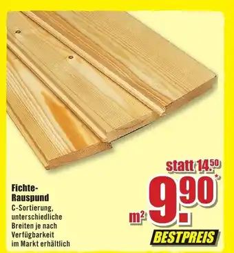 B1 Discount Baumarkt Fichte-Rauspund C-Sortierung, unterschiedliche Breiten je nach Verfügbarkeit im Markt erhältlich Angebot