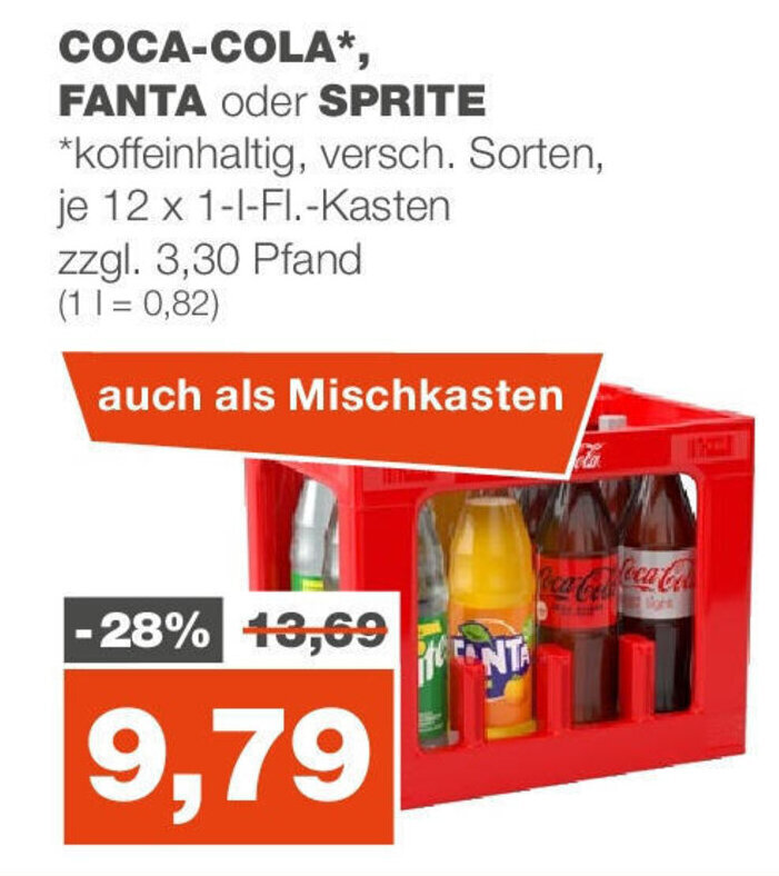 mein real COCA-COLA*, FANTA oder SPRITE je 12 x 1-L Angebot