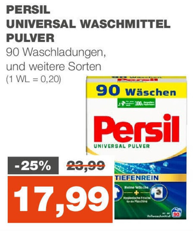 mein real PERSIL UNIVERSAL WASCHMITTEL PULVER 90 Waschladungen, Angebot
