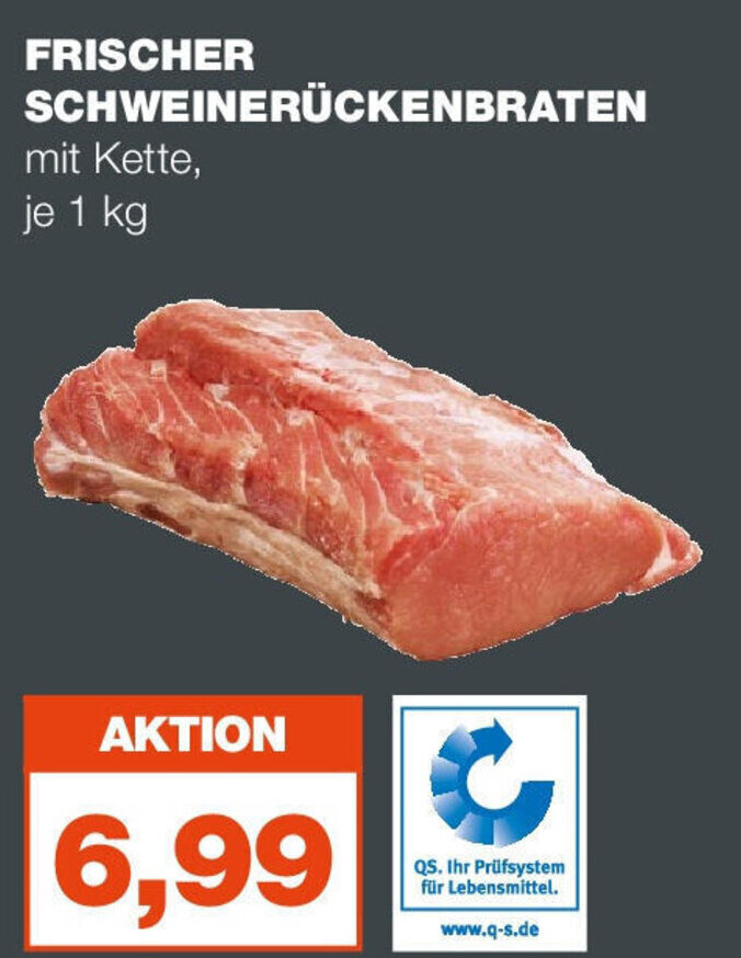 mein real FRISCHER SCHWEINERÜCKENBRATEN mit Kette, je 1 kg Angebot