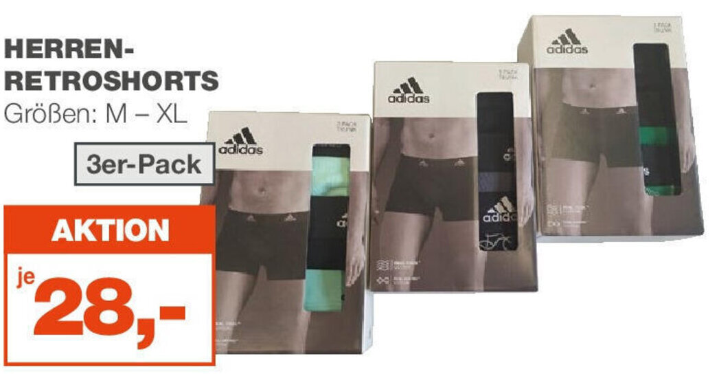 mein real adidas HERREN-RETROSHORTS Größen: M - XL 3er-Pack Angebot