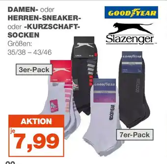 mein real Slazenger / GOODYEAR DAMEN- oder HERREN-SNEAKER- oder -KURZSCHAFT- SOCKEN 3er-Pack / 7er-Pack Angebot