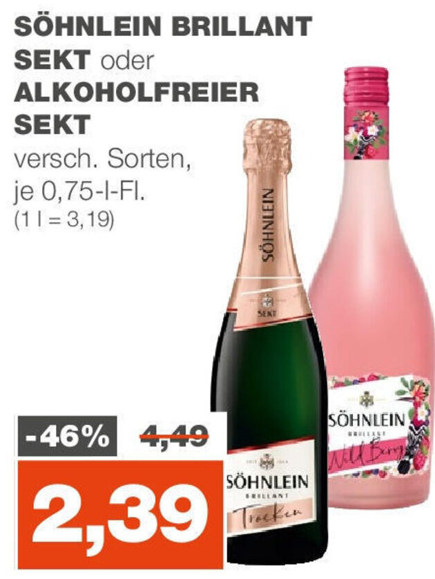mein real SÖHNLEIN BRILLANT SEKT oder ALKOHOLFREIER SEKT 750ml Angebot