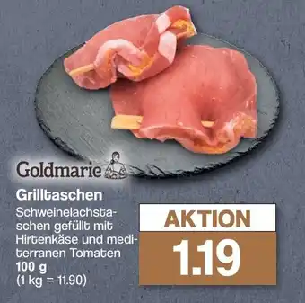 Famila Nord West Goldmarie Grilltaschen N Schweinelachsta-schen gefüllt mit Hirtenkäse und medi-terranen Tomaten 100 g (1 kg = 11.90) Angebot