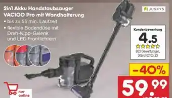 Netto Marken-Discount 2in1 akku handstaubsauger vac100 pro Angebot