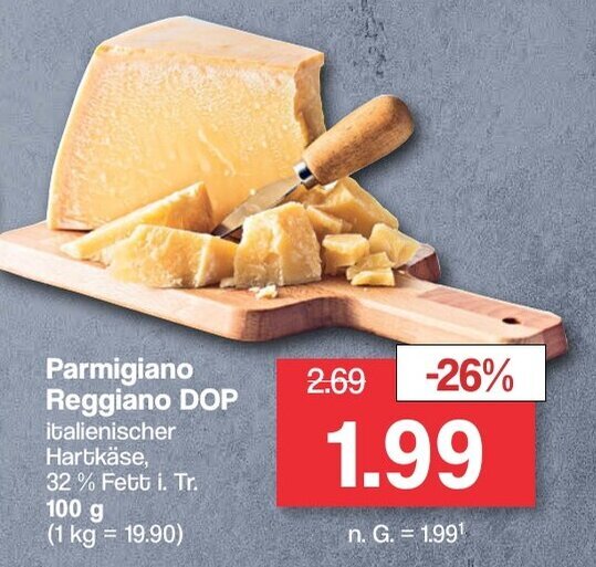Famila Nord West Parmigiano Reggiano DOP italienischer Hartkäse, 32% Fett i. Tr. 100g Angebot