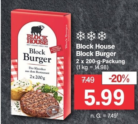 Famila Nord West Block House Block Burger 2 x 200-g-Packung (1 kg = 14.9 Angebot