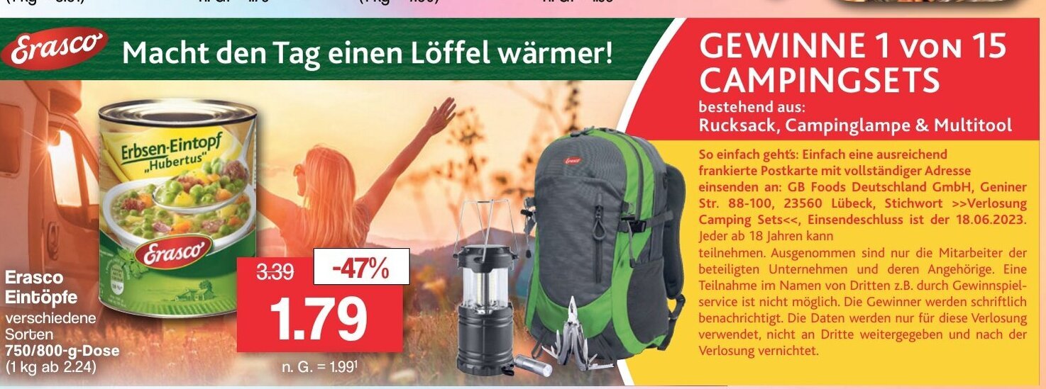 Famila Nord West Erasco Eintöpfe 750/800-g-Dose Angebot