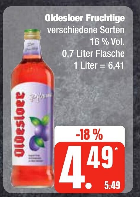 Edeka Frischemarkt Oldesloer Fruchtige verschiedene Sorten 16% Vol. 0,7 Liter Flasche 1 Liter = 6,41 Angebot
