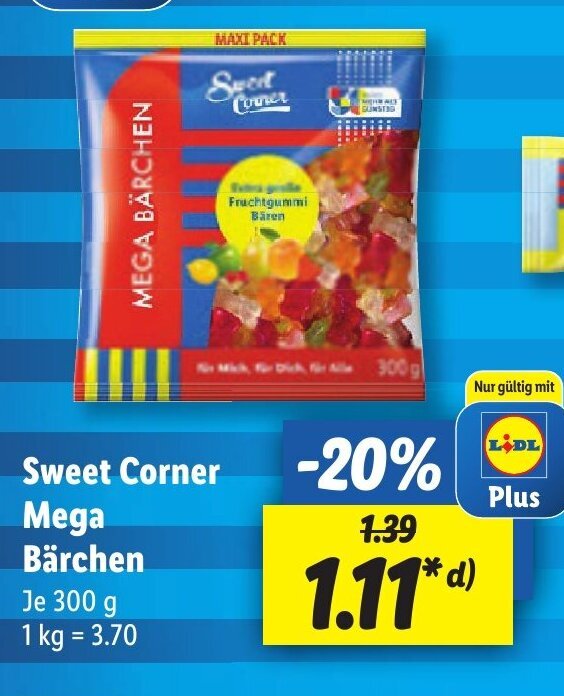 Sweet Corner Mega Bärchen 300 g Angebot bei Lidl