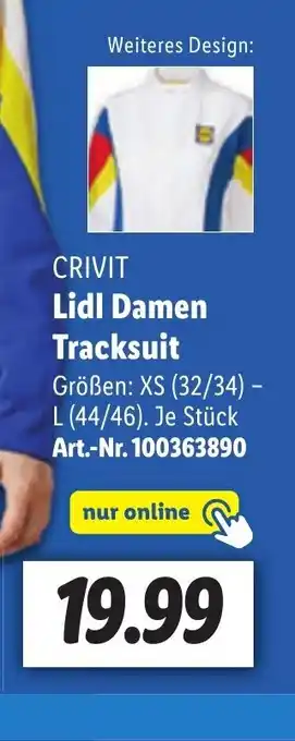 Lidl CRIVIT Lidl Damen Tracksuit Größen: XS (32/34) - L (44/46). Angebot