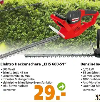 Globus Baumarkt Elektro Heckenschere EHS 600-51 Angebot