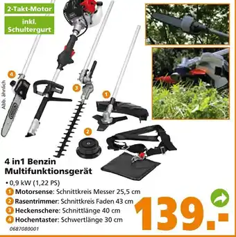 Globus Baumarkt 4in1 Benzin Multifunktionsgerät Angebot