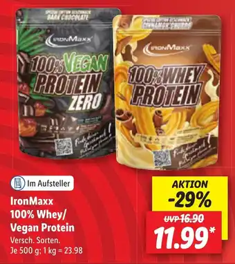 Lidl IronMaxx 100% Whey/ Vegan Protein 500 g Angebot