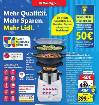 Lidl Küchenmaschine mit Koch-funktion ,,smart SKMS 1200 A1" Angebot