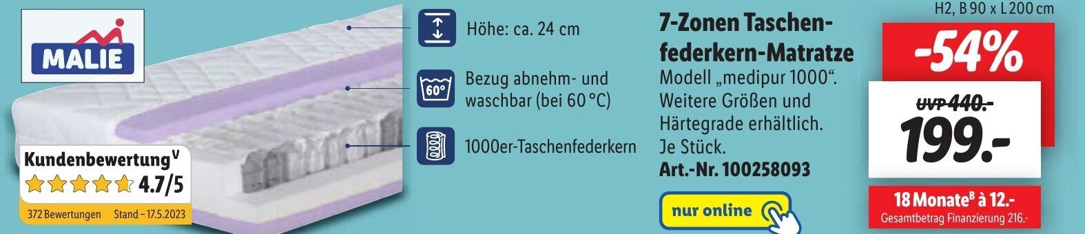 Lidl 7-Zonen Taschen-federkern-Matratze Angebot