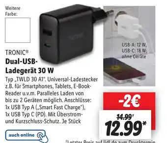 Lidl TRONIC® Dual-USB- Ladegerät 30 W Angebot