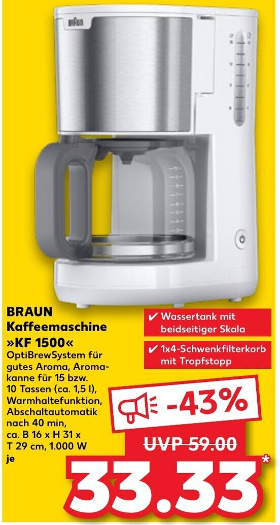 Kaufland BRAUN Kaffeemaschine >>>KF 1500<<< Angebot